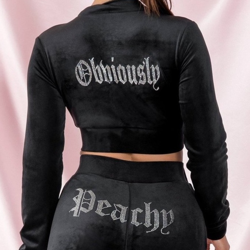 Cropped Velvet Zip-Up
